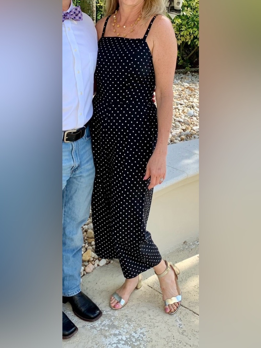 OLD NAVY Black Polka Dot Wide-Leg Jumpsuit